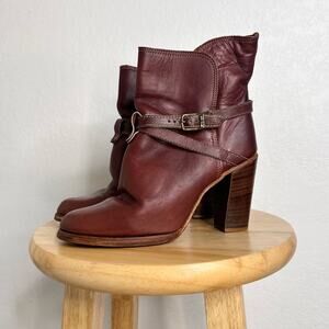 Vintage Zodiac Western Boots Heeled Leather Boho 7 Narrow